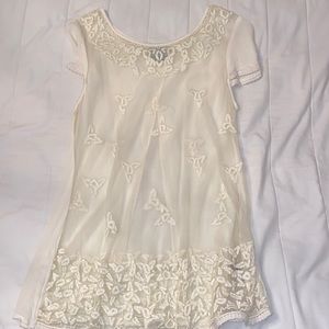 Anthropologie sheer/ stitched top